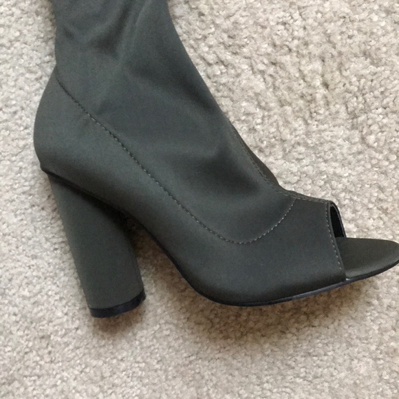 Over the knee khaki / olive green thigh boots - Picture 3 of 4